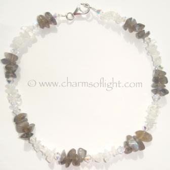 Rainbow Moonstone, Labradorite & Crystal Anklet